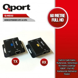 QPORT Q-HEX2 HDMI EXTENDER CAT6 60M 2 Lİ PAKET QPORT Q-HEX2 HDMI EXTENDER CAT6 60M 2 Lİ PAKET