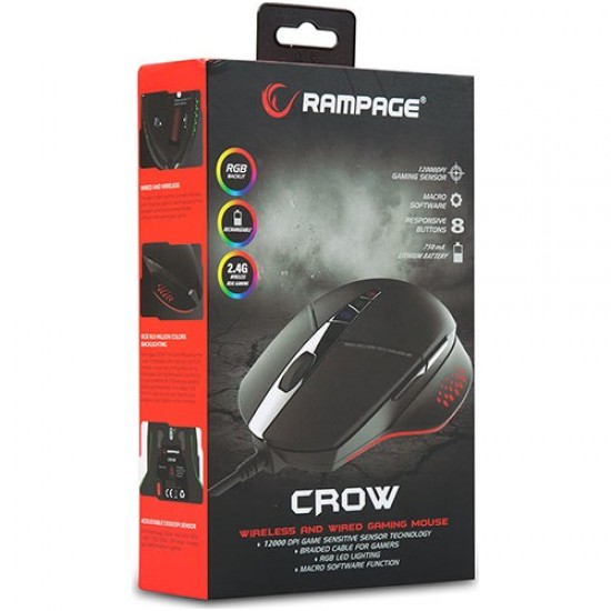 Rampage SMX-R23 Crow Siyah 12000DPI Oyuncu Mouse