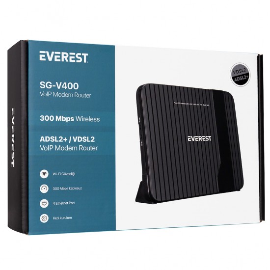 Everest Sg-v400 2.4ghz 300mbps Kablosuz Vdsl/adsl2+ Voıp Modem Router 37060