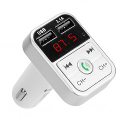 Hytech HY-XCB30 Çift USB 5V 3.1A Led Ekran USB+TF Gümüş Bluetooth